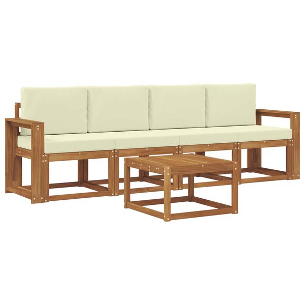 vidaXL Z&aacute;hradn&aacute; s&uacute;prava gaučov s vank&uacute;&scaron;om 5 pcs Pr&iacute;rodn&aacute; a kr&eacute;mov&aacute;