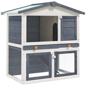 vidaXL Vonkaj&scaron;ia kr&aacute;lik&aacute;reň, 3 dvierka, siv&aacute;, drevo