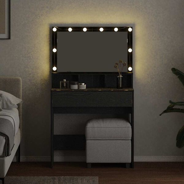 vidaXL Toaletn&yacute; stol&iacute;k Čierny dub 80 x 41 x 134,5 cm Kompozitn&eacute; drevo