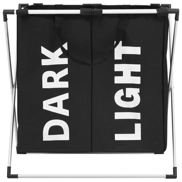 vidaXL Kôš na triedenie bielizne s 2 priečinkami čierny