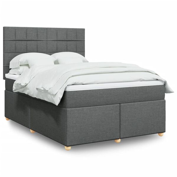 vidaXL Boxspring posteľ s matracom tmavosiv&aacute; 160x200 cm l&aacute;tka