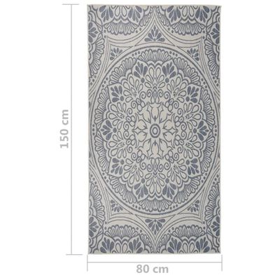 vidaXL Vonkajší koberec s plochým tkaním 80x150 cm modrý vzorovaný