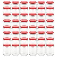 vidaXL Zaváracie poháre s červenými viečkami 48 ks 230 ml sklo