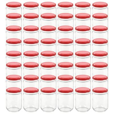 vidaXL Zaváracie poháre s červenými viečkami 48 ks 230 ml sklo