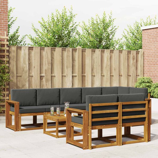 vidaXL Z&aacute;hradn&aacute; s&uacute;prava gaučov s vank&uacute;&scaron;om 9 pcs Pr&iacute;rodn&aacute; a antracitov&aacute;