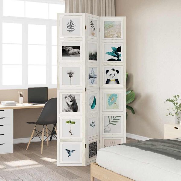 vidaXL Paraván 3 panely biely masívne drevo paulovnie