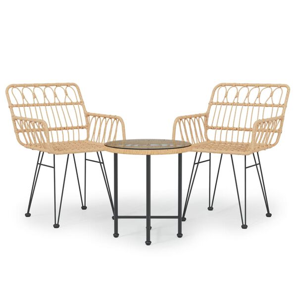 vidaXL 3-dielna záhradná jedálenská súprava z polyratanu