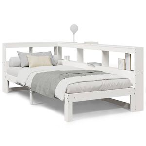 vidaXL Posteľ s knižnicou bez matraca biela 75x190 cm borovicov&yacute; mas&iacute;v