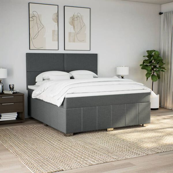 vidaXL Boxspring posteľ s matracom tmavosiv&aacute; 180x200 cm l&aacute;tka