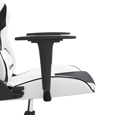 vidaXL Masážna herná stolička biela a čierna umelá koža