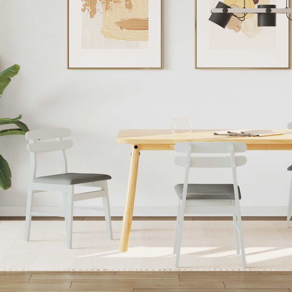 vidaXL Jed&aacute;lensk&aacute; stolička 2 pcs Biela a &scaron;ed&aacute; Mas&iacute;vne kaučukov&eacute; drevo