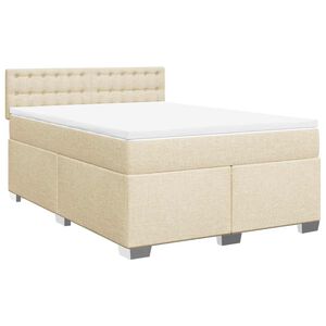 vidaXL Boxspring posteľ s matracom kr&eacute;mov&yacute; 140x190 cm l&aacute;tka