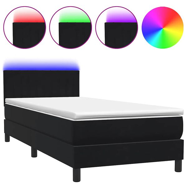 vidaXL Posteľn&yacute; r&aacute;m boxspring s matracom a LED čierny 80x220 cm zamat
