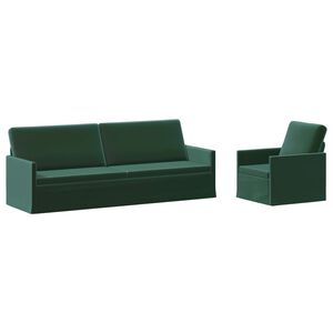 vidaXL Sada pohoviek 2 pcs Tmavozelen&aacute; Zamat