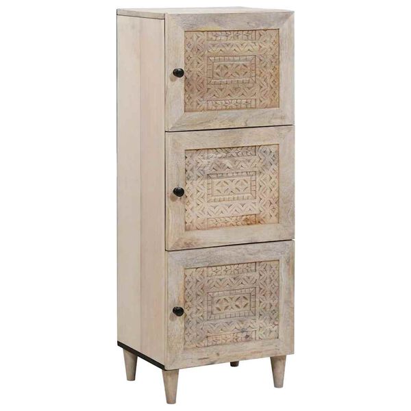 vidaXL Highboard s poličkou Biela 40 x 33 x 110 cm mangový masív