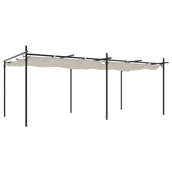 vidaXL Pergola so zaťahovacou strechou kr&eacute;mov&aacute; 589x292x230 cm