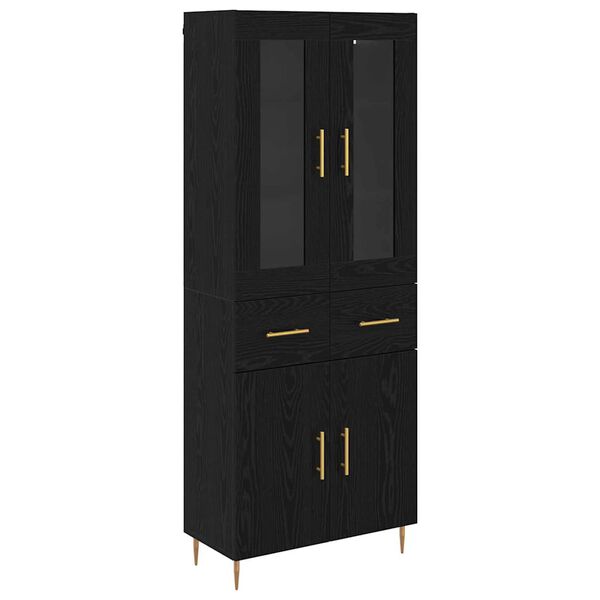 vidaXL Highboard so z&aacute;suvkou 2 pcs Čierny dub Kompozitn&eacute; drevo
