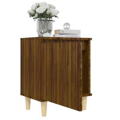 vidaXL Nočný stolík s nohami z masívneho dreva hnedý dub 40x30x50 cm