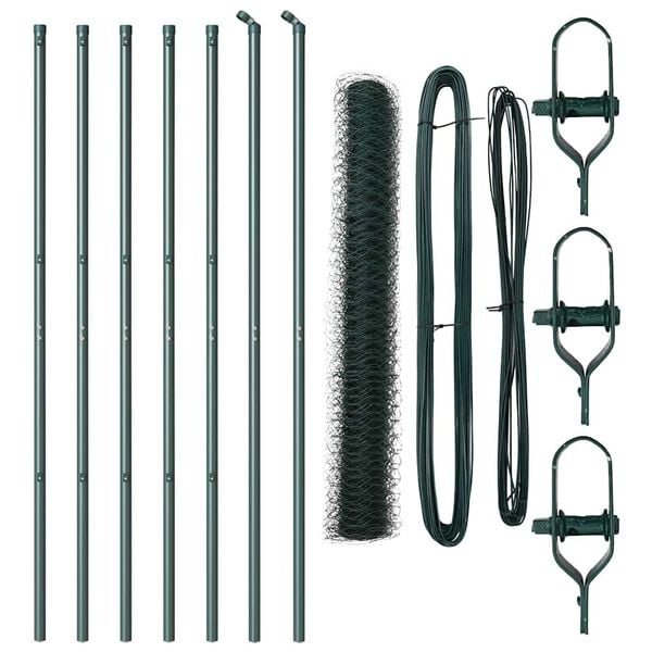 vidaXL Plot s stĺpmi Zelená 1.2 x 10 m Ocel potiahnutá PVC