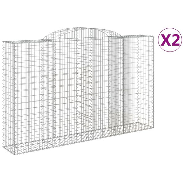 vidaXL Oblúkové gabiónové koše 2ks 300x50x180/200cm pozinkované železo