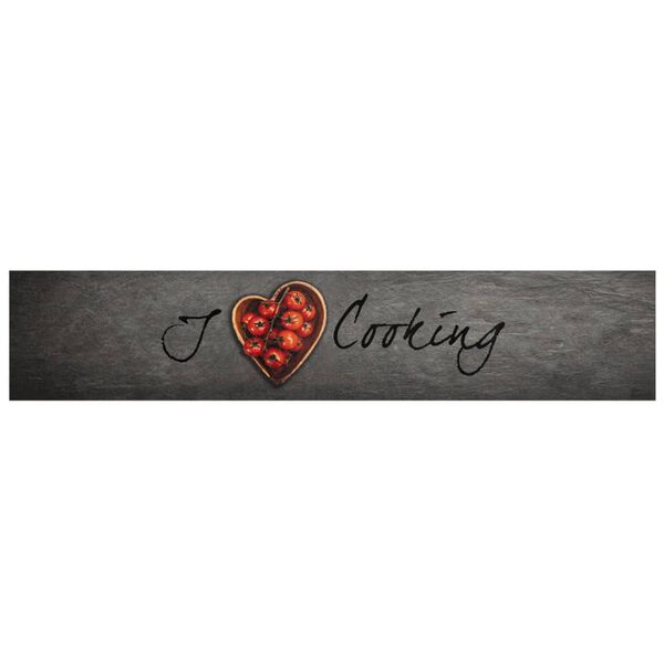 vidaXL Kuchynský koberec, prateľný, nápis Cooking 60x300 cm, zamat
