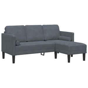 vidaXL Sada pohoviek s vank&uacute;&scaron;om Tmavo &scaron;ed&aacute; Polyester