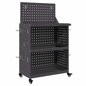 vidaXL Kovov&yacute; voz&iacute;k na n&aacute;radie s poličkou Čierna 65 x 35 x 111 cm