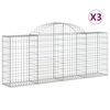 vidaXL Obl&uacute;kov&eacute; gabionov&eacute; ko&scaron;e 3 ks 200x30x80/100cm pozinkovan&eacute; železo