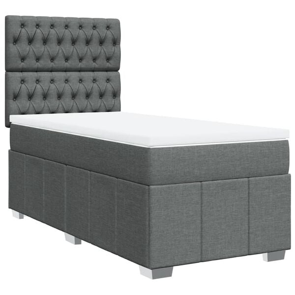 vidaXL Boxspring posteľ s matracom tmavosiv&aacute; 100x200 cm l&aacute;tka