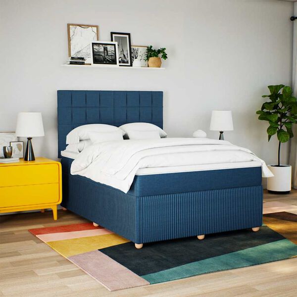 vidaXL Boxspring posteľ s matracom modr&yacute; 140x190 cm l&aacute;tka