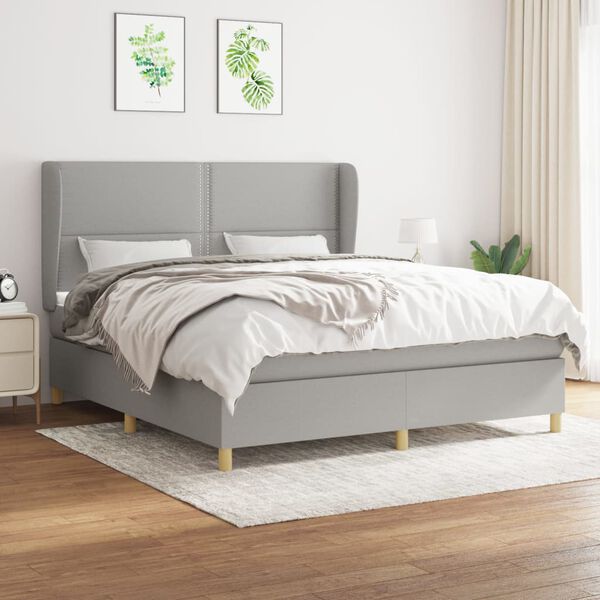 vidaXL Boxspring posteľ s matracom bledosiv&aacute; 180x200 cm l&aacute;tka