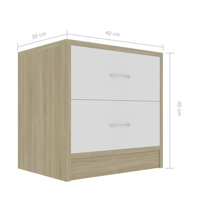 vidaXL Nočný stolík, biela a dub sonoma 40x30x40 cm, drevotrieska