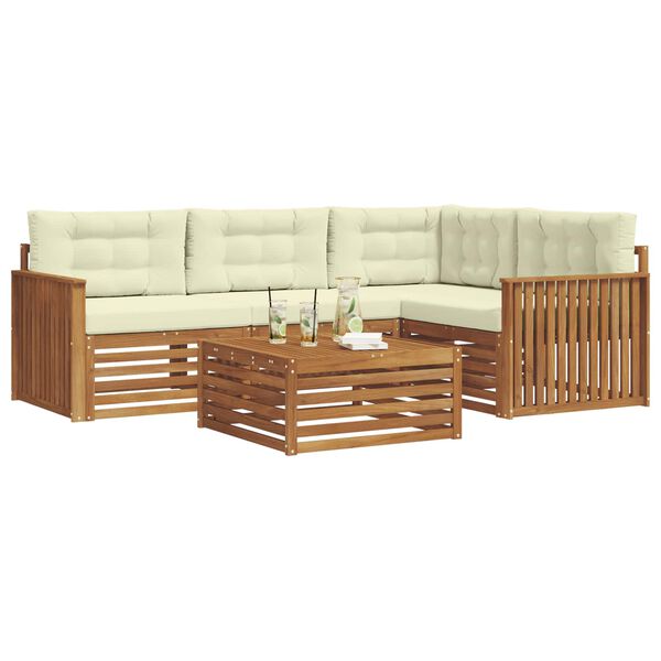 vidaXL Z&aacute;hradn&aacute; s&uacute;prava gaučov s vank&uacute;&scaron;om 5 pcs Pr&iacute;rodn&aacute; a kr&eacute;mov&aacute;