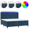 vidaXL Posteľn&yacute; r&aacute;m boxsping matrac a LED tmavomodr&yacute; 200x200 cm zamat
