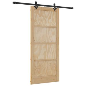 vidaXL Posuvn&eacute; dvere Pr&iacute;rodn&aacute; a čierna 86 x 198,5 cm Borovicov&yacute; mas&iacute;v