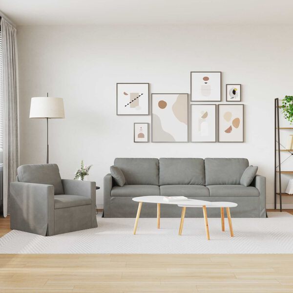 vidaXL Pohovka 2 pcs Svetlosiv&aacute; 228 x 78 x 80 cm Zamat