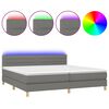 vidaXL Posteľ boxsping s matracom a LED tmavosiv&aacute; 200x200 cm l&aacute;tka