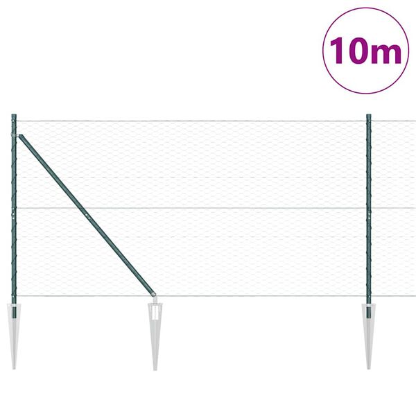 vidaXL Stĺp na plot. Zelen&aacute; 10 x 1,2 m (36 mm sieť) Ocel a PVC