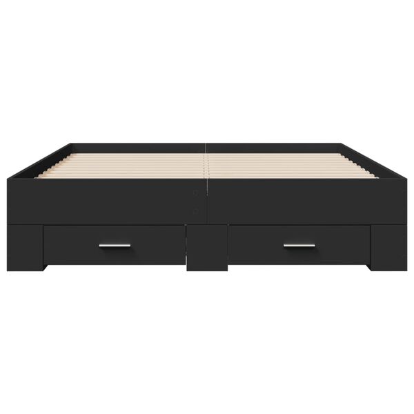 vidaXL Posteľný rám so zásuvkami čierny 140x190 cm kompozitné drevo