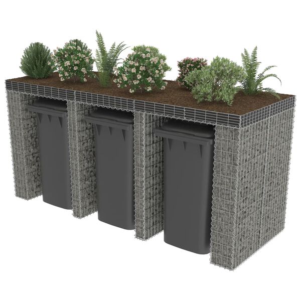 vidaXL Gabiónová stena na odpadkový kôš pozinkovaná oceľ 270x100x130cm