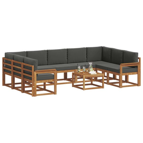 vidaXL Z&aacute;hradn&aacute; s&uacute;prava gaučov 10 pcs Pr&iacute;rodn&aacute; a antracitov&aacute;