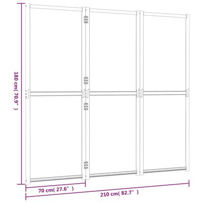 vidaXL 3-panelový paraván krémovo-biely 210x180 cm