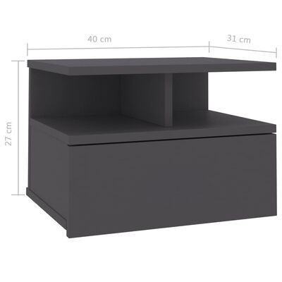 vidaXL Nástenné nočné stolíky 2ks, sivé 40x31x27 cm, kompozitné drevo