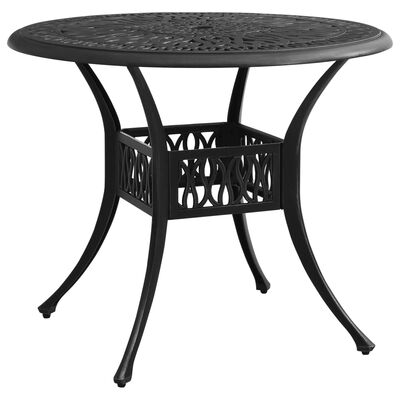 vidaXL Záhradný stôl čierny 90x90x74 cm liaty hliník