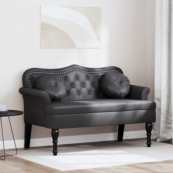 vidaXL Chesterfield lavica Čierna 120,5 x 65 x 75 cm Umelá koža