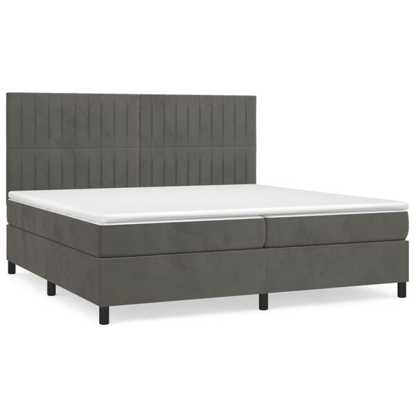vidaXL Posteľn&yacute; r&aacute;m boxspring s matracom tmavosiv&yacute; 200x200 cm zamat