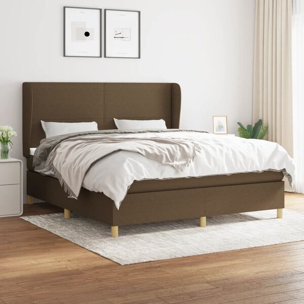 vidaXL Boxspring posteľ s matracom tmavohned&aacute; 160x200 cm l&aacute;tka
