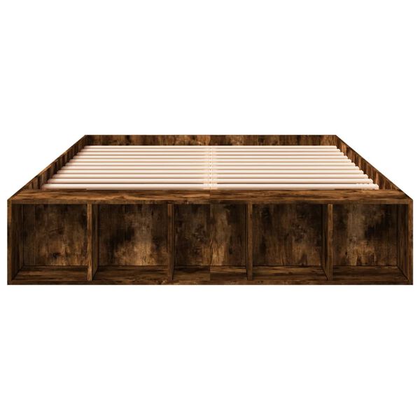 vidaXL Posteľn&yacute; r&aacute;m dymov&yacute; dub 150x200 cm kompozitn&eacute; drevo