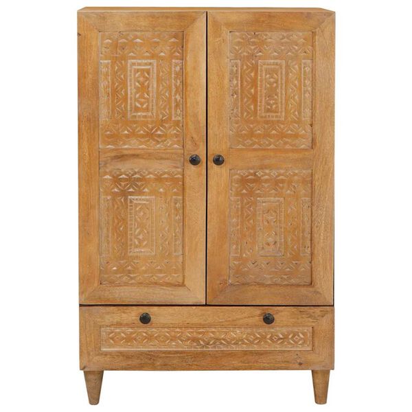 vidaXL Highboard s poličkou Svetlohned&aacute; 60 x 33 x 100 cm mangov&yacute; mas&iacute;v