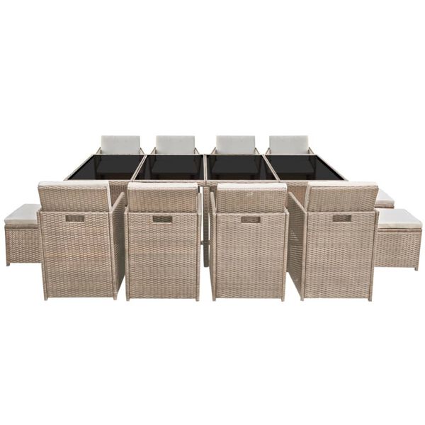 vidaXL 13-dielna vonkaj&scaron;ia jed&aacute;lensk&aacute; s&uacute;prava s vank&uacute;&scaron;mi polyratan b&eacute;žov&aacute;